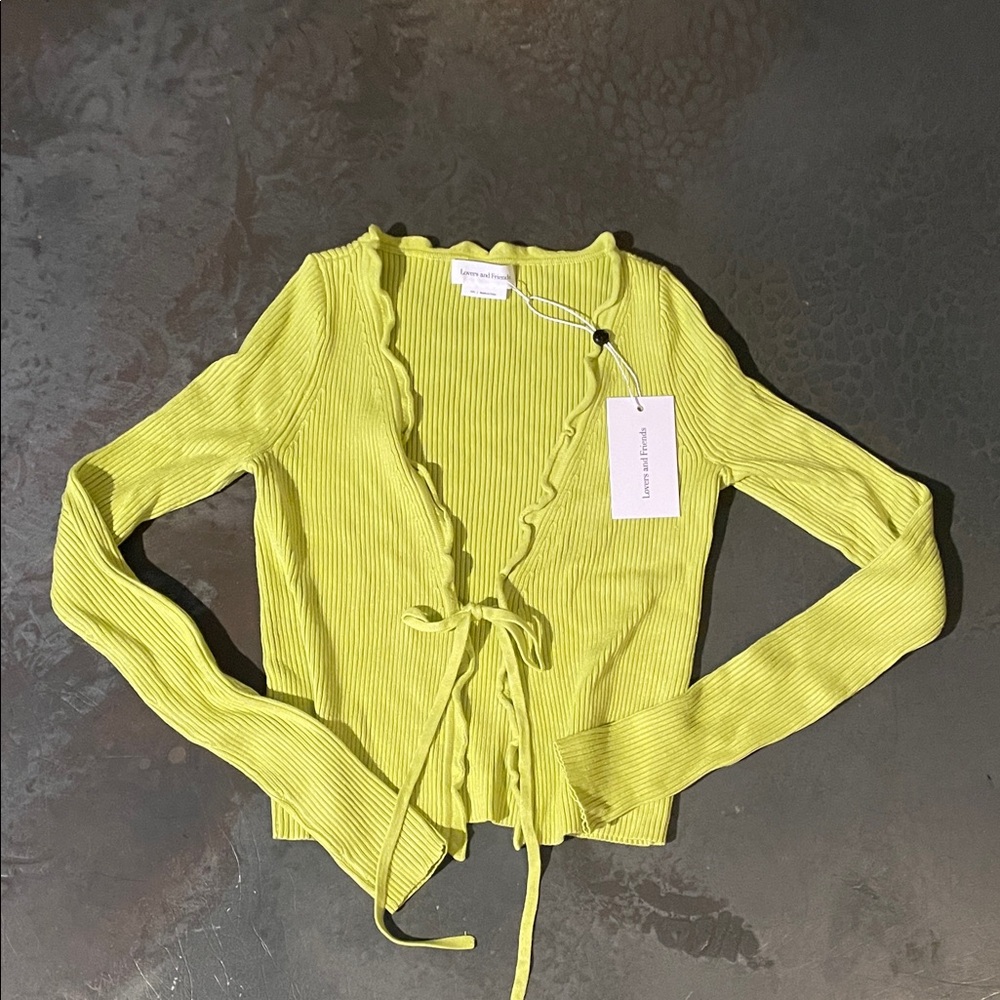 Lovers + Friends Lime Ruffled Cardigan - Picture 4 of 4